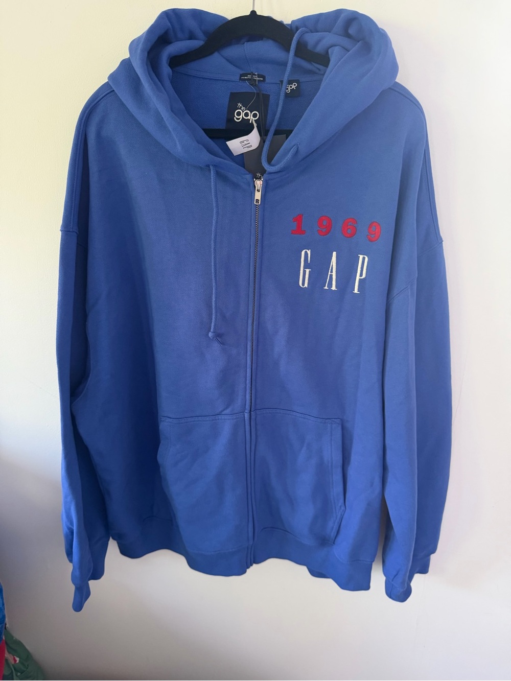 GAP Blue Full-Zip Hoodie with Red 1969 Accent
